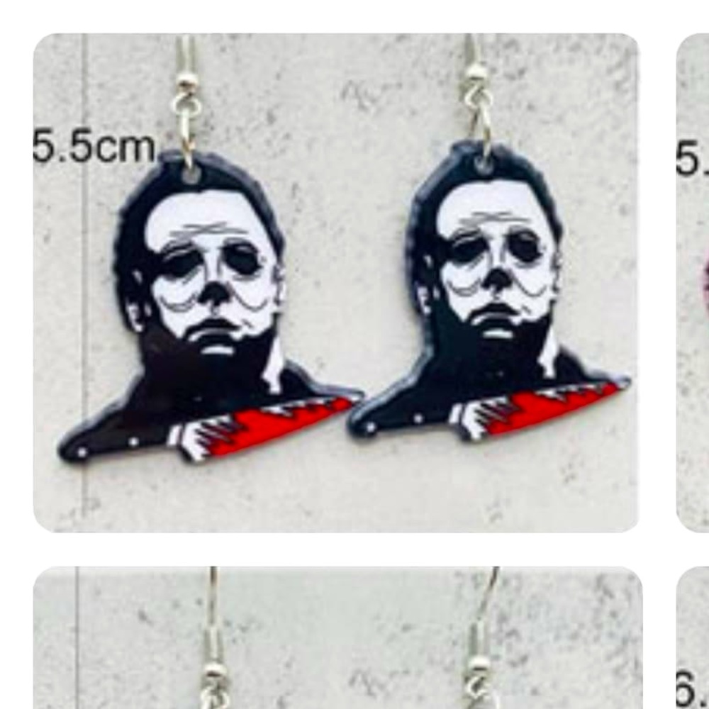 NWT Michael Myers Acrylic Dangle Earrings With Stainless Steel Posts